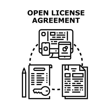 Open license agreement concept for digital software development Stockillustratie