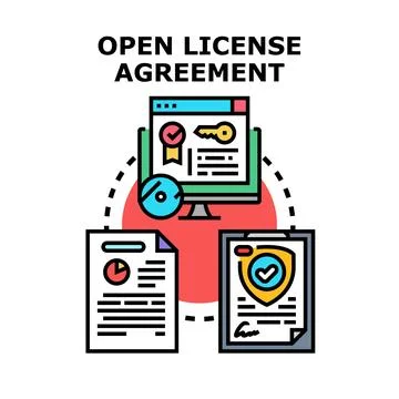 Open license agreement digital document concept Stock Illustration