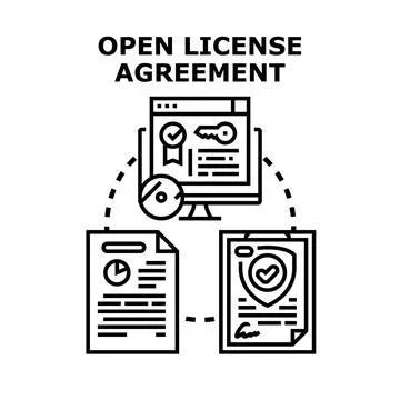 Open license agreement digital document concept Stock Illustration
