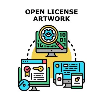 Open license artwork creative content distribution managing Illustrazione stock