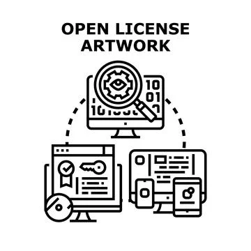 Open license artwork creative content distribution managing Stock Illustration