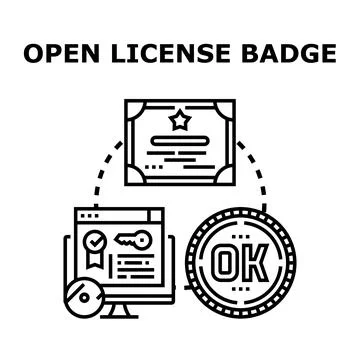 Open license badge concept for digital certification Stock Illustration