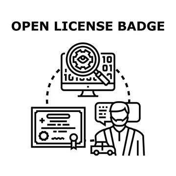 Open license badge concept for digital products Stock Illustration