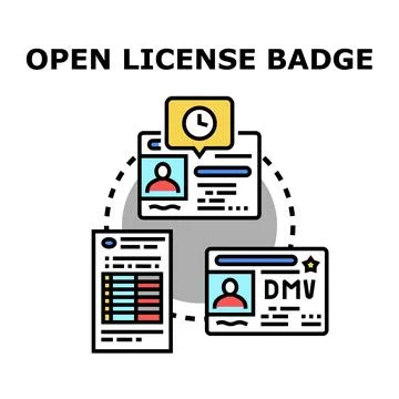 Open license badge for data access system Stock Illustration