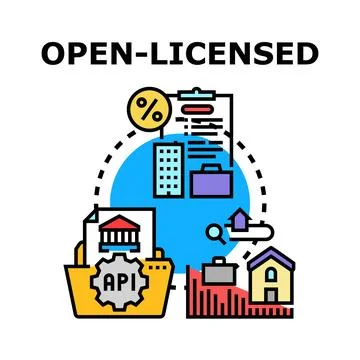 Open licensed data accessing business and financial information Stock Illustration