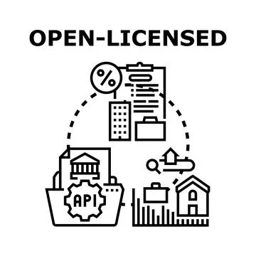 Open licensed data accessing business and financial information Stock Illustration