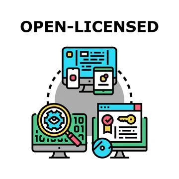 Open licensed software and digital content concept Ilustración de archivo