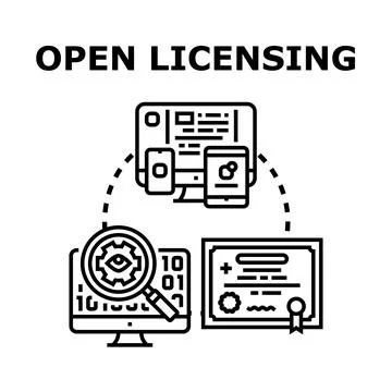 Open licensing concept with software development and certificate Stock Illustration