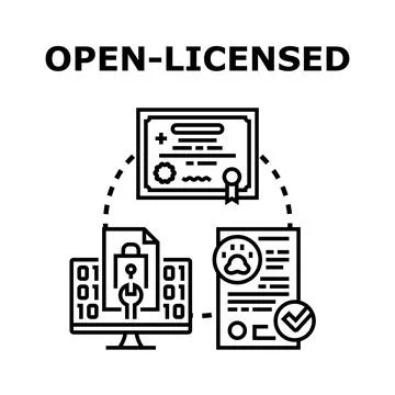 Open licensing process of digital content and resources Stock Illustration