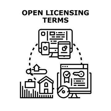 Open licensing terms and digital data concept Stock Illustration
