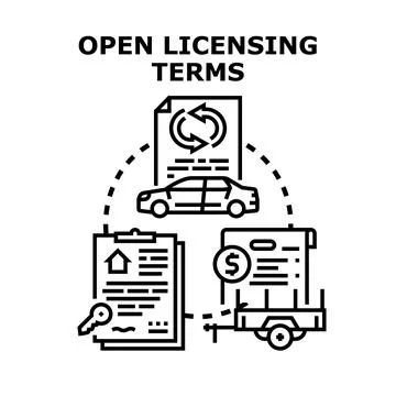Open licensing terms for various digital assets Stock Illustration