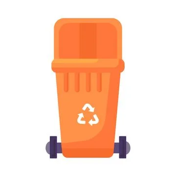 Open Lid Transportable Plastic Waste Container Stock Illustration