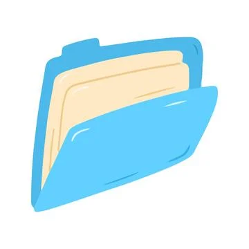 Open Light Blue Folder with Documents Illustration Stock Illustration