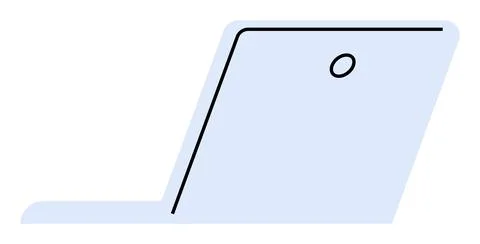 Open Light Blue Laptop Side View with Simplistic Design Stock Illustration