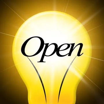 Open lightbulb indicating grand opening and launch Stock Illustration