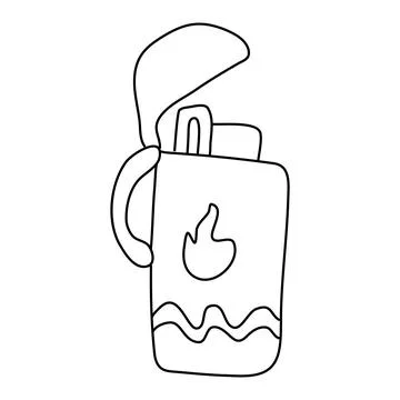 Open lighter decorated with flame doodle Stock Illustration
