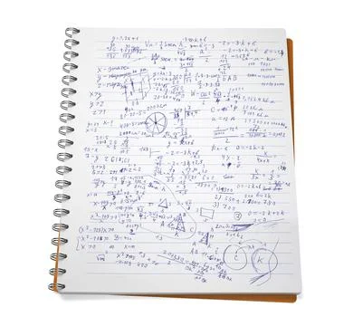 An open lined notebook filled with writing. Ring binder draft notepad. Note Stock Illustration
