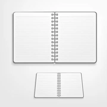 Open lined notebook on white background Stock Illustration