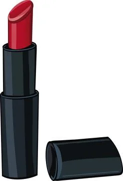 Open Lipstick with Cap Beside Stock Illustration