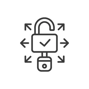 Open lock access, icon in line design. Open, lock, access, security, unlocked Stock Illustration