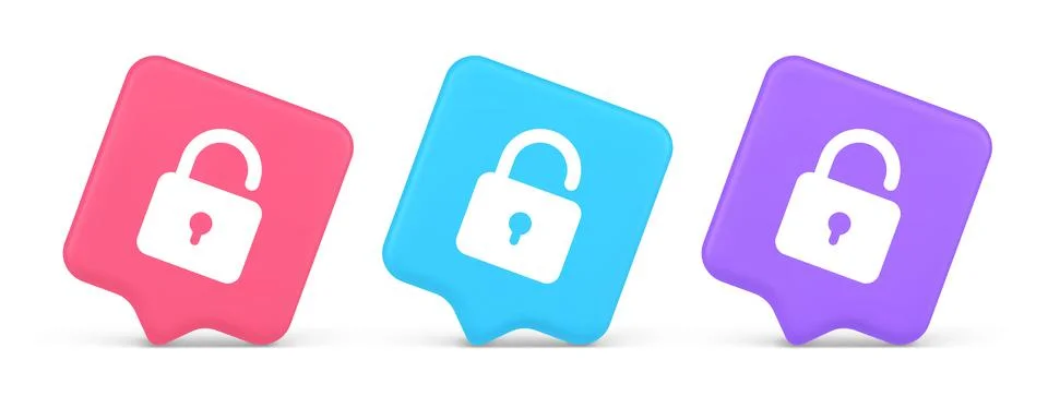 Open lock button cyberspace password security protection service 3d realist.. Stock Illustration