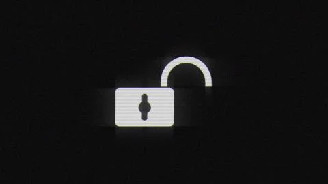 Open lock in glitch effect mp4 video Illustrazione stock