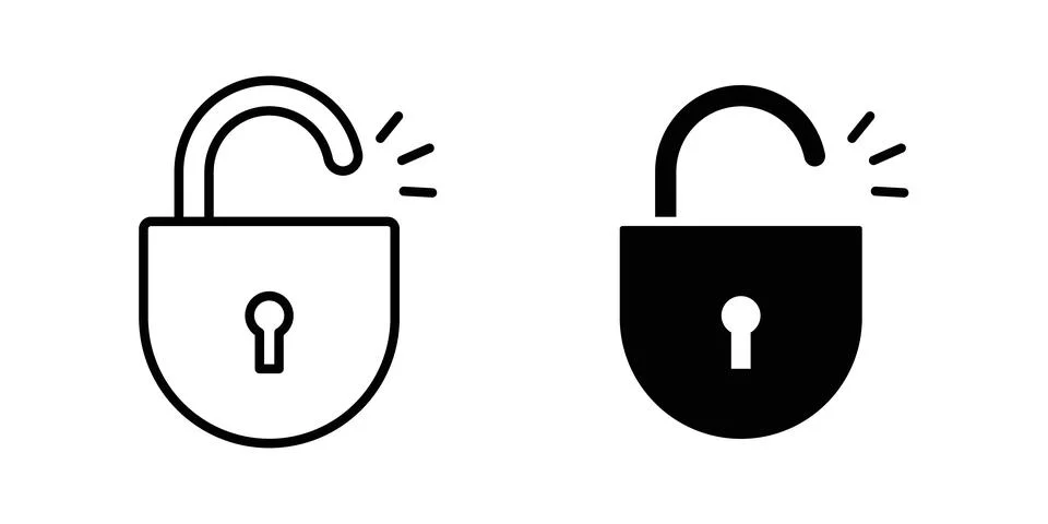 Open lock icon illustration. Pixel perfect vector graphics Stock Illustration
