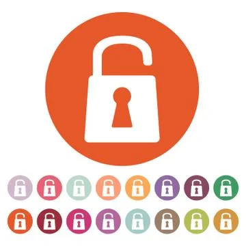 The open lock icon. Lock symbol. Flat Stock Illustration