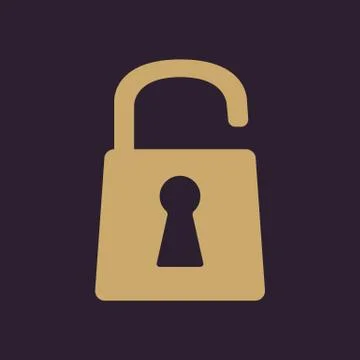 The open lock icon. Lock symbol. Flat Stock Illustration