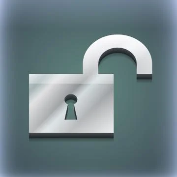 Open lock icon symbol. 3D style. Trendy, modern design with space for your text Stock Illustration