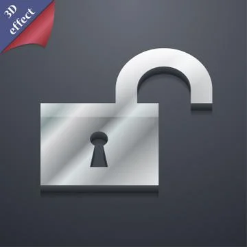Open lock icon symbol. 3D style. Trendy, modern design with space for your text Stock Illustration