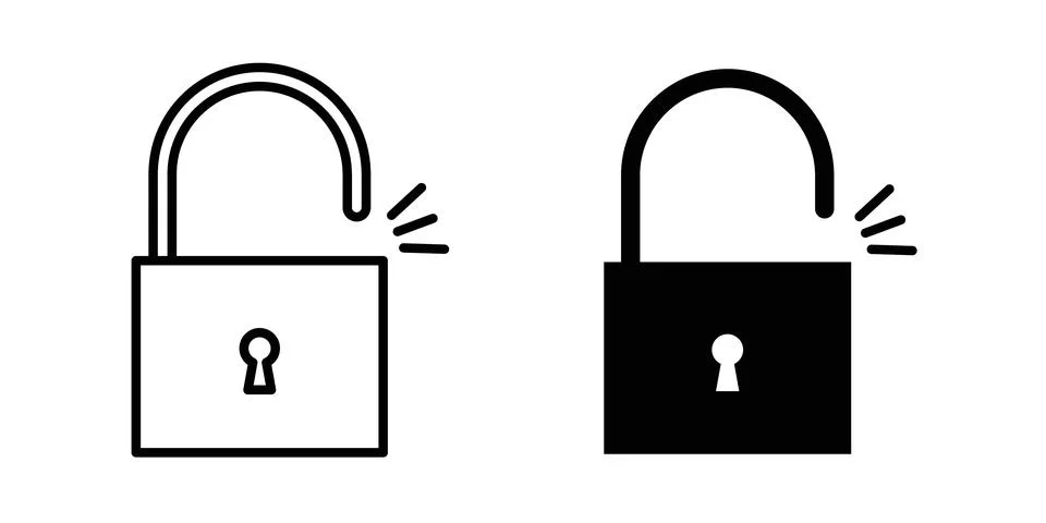Open lock icon thin line and clipart style vector set Stock Illustration