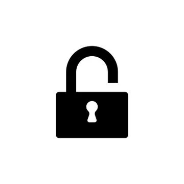Open lock icon, vector illustration black on white background Stock Illustration