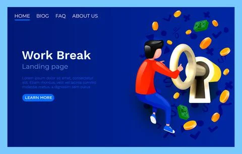Open the lock, landing page website, app service password. Vector Stock Illustration