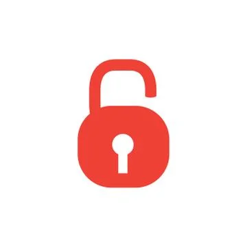 Open Lock Red Icon On White Background. Red Flat Style Vector Illustration. Stock Illustration