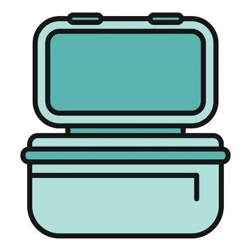 Open lunch box food container meal prep icon Stock Illustration