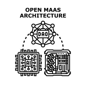 Open maas architecture linking ai and dao computing Stock Illustration