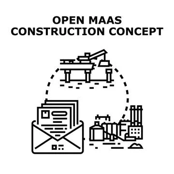 Open maas construction concept developing infrastructure building Illustrazione stock
