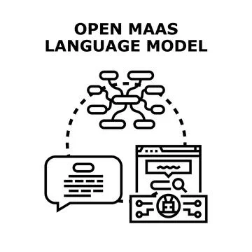 Open maas language model concept for artificial intelligence 스톡 일러스트