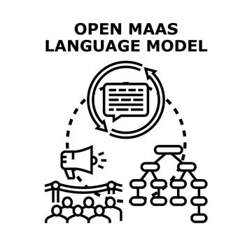 Open maas language model concept for artificial intelligence 스톡 일러스트