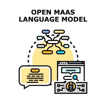 Open maas language model concept for artificial intelligence Stock Illustration