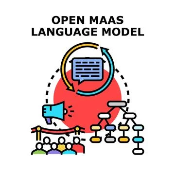 Open maas language model concept for artificial intelligence Stock Illustration