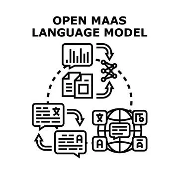Open maas language model developing ai technology Ilustração Stock
