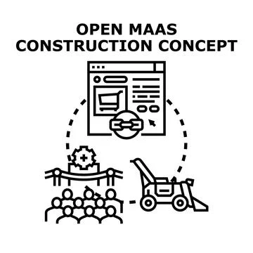 Open maas transportation construction and development concept Stock Illustration