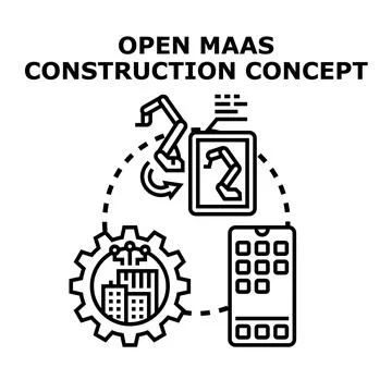 Open machine as a service construction concept Stock Illustration