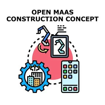 Open machine as a service construction concept Stock Illustration