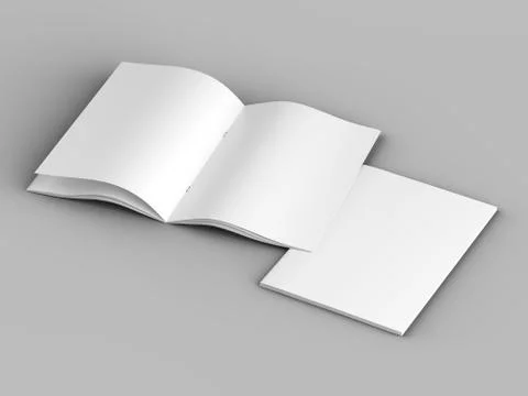 Open magazine in A4 format, vertical position. - 3d illustration Illustrazione stock