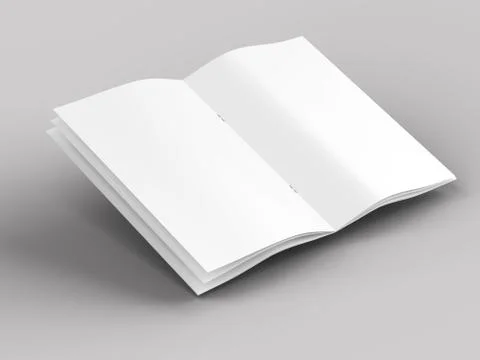 Open magazine in A4 format, vertical position. - 3d illustration Illustrazione stock