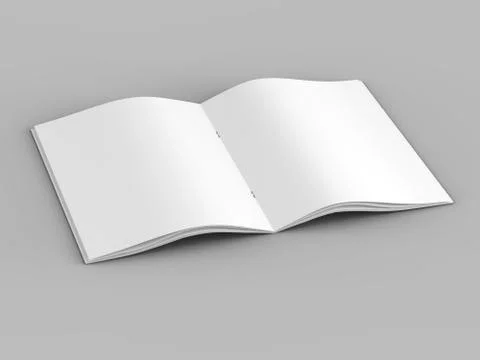 Open magazine in A4 format, vertical position. - 3d illustration Illustrazione stock