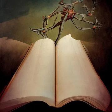 An open magic book. The Book of Wanderings. Illustrazione stock